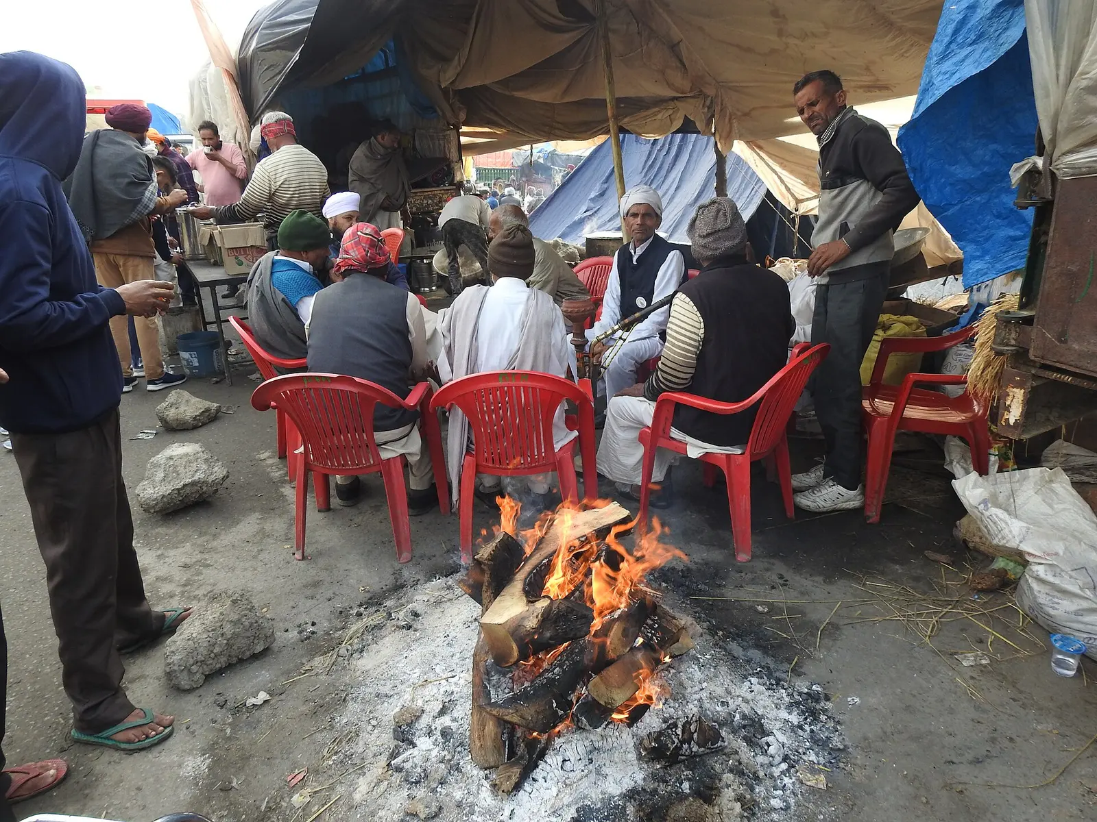 Farmers gathered at the Singhu border near Delhi during the 2020 Indian farmers' protest